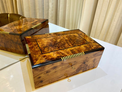 Luxury large lockable wooden jewelry Box organizer with key