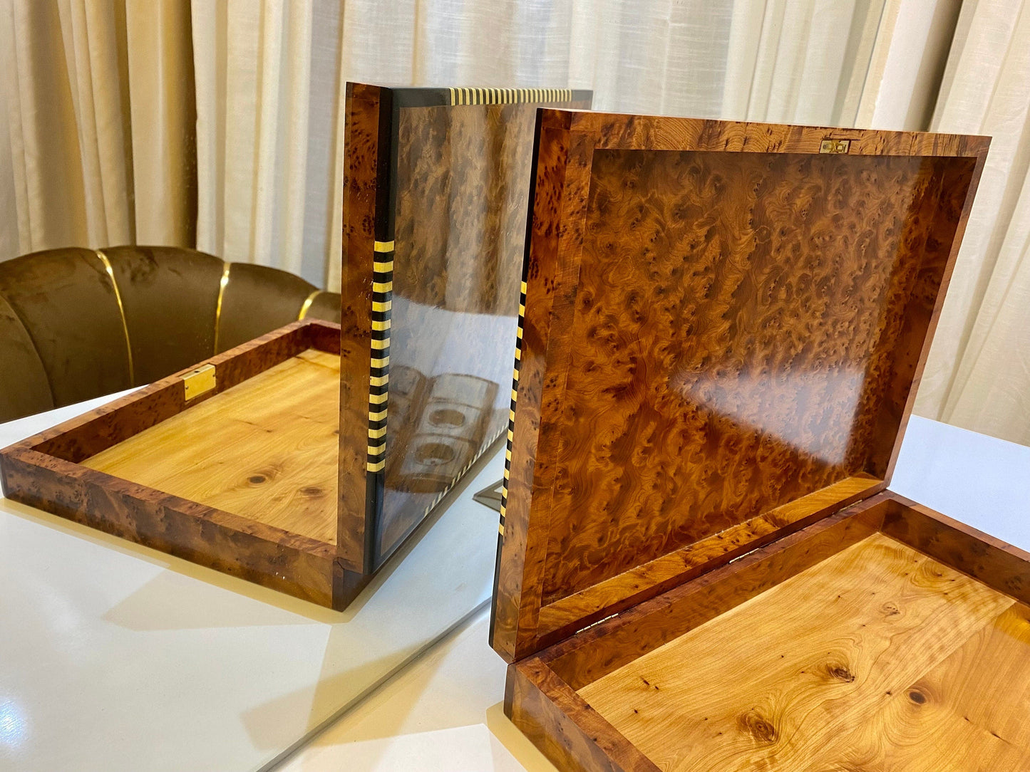 Wooden Jewelry Box Organizer with key luxury box