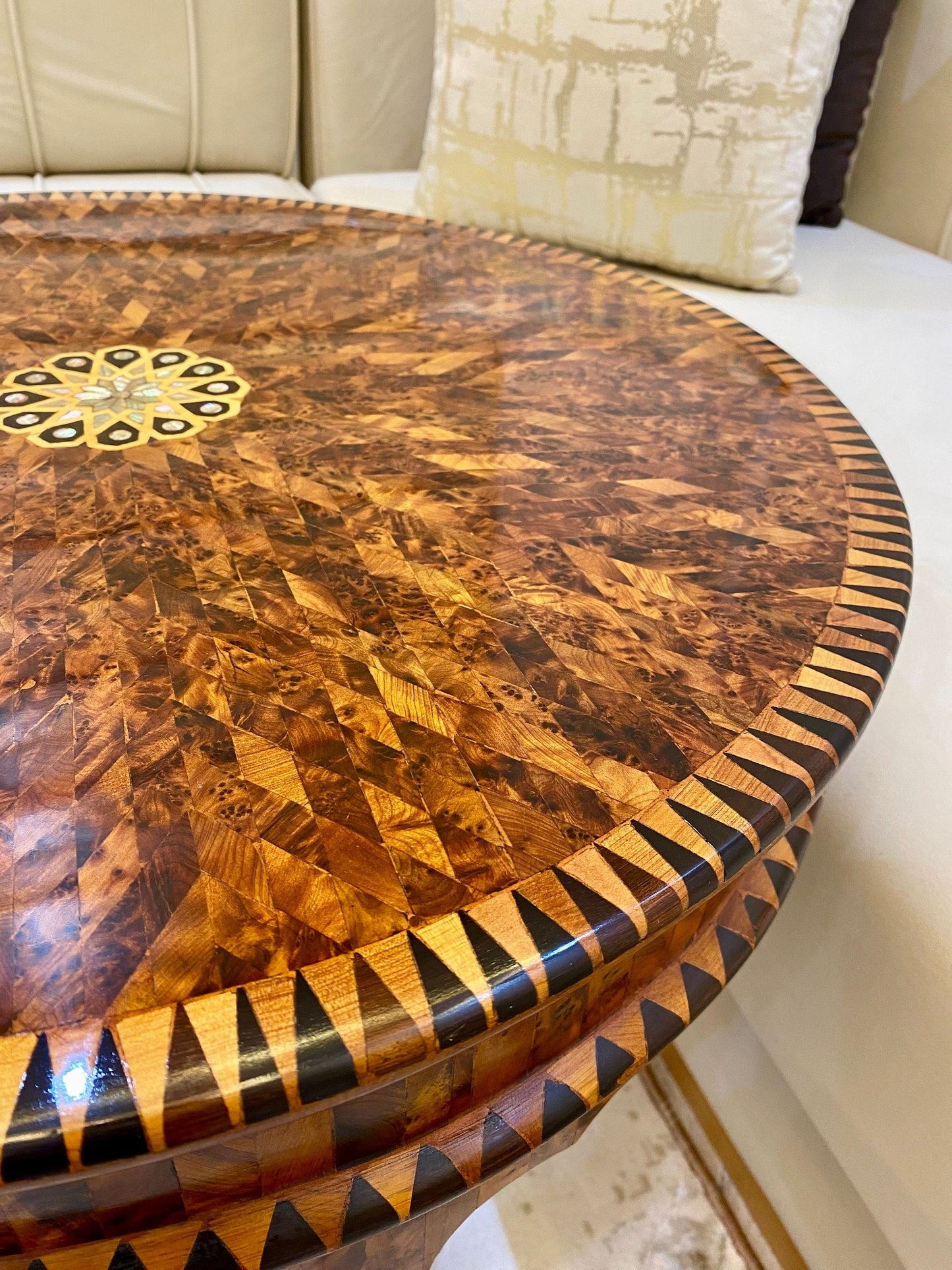 Large Modern Round Coffee Table Antique Handcrafted table
