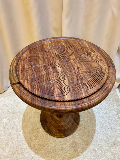 Handcrafted Walnut End Table with Unique Top and Built-in Storage