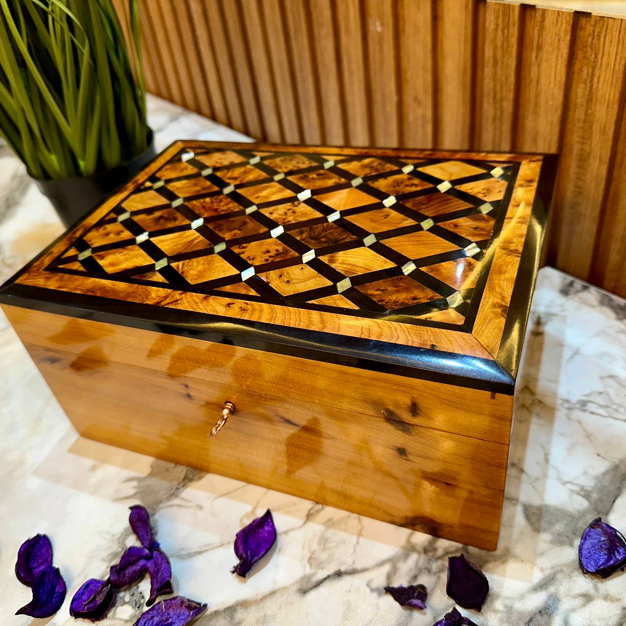 Thuya Wood Jewelry Box Handcrafted Moroccan Artistry
