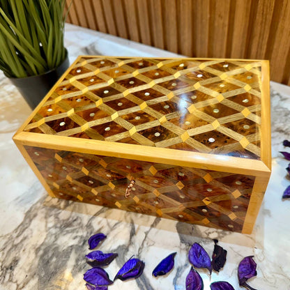 Jewelry wooden box organizer Inlaid with Mother of Pearl